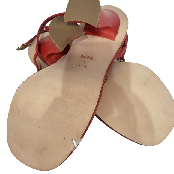 Coach Quincey Puffy Ankle Strap Sandals Red 7 - Picture 3 of 4